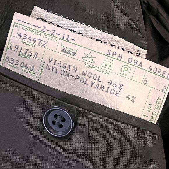 Giorgio Armani Le Collezioni Wool Windowpane Blazer Brown 40R Italy Vintage - Picture 13 of 16